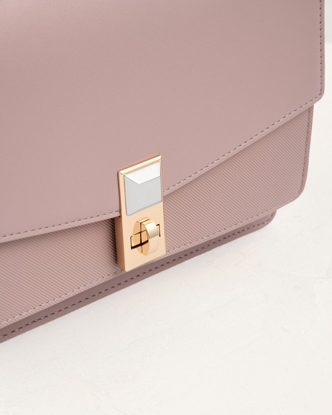 nude color satchel bag