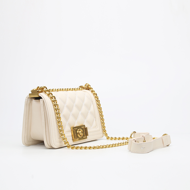quilted crossbody bag with push lock