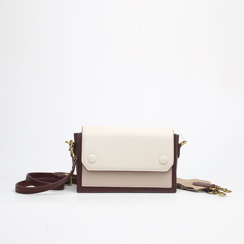 wide straps faux leather shoulder bag 