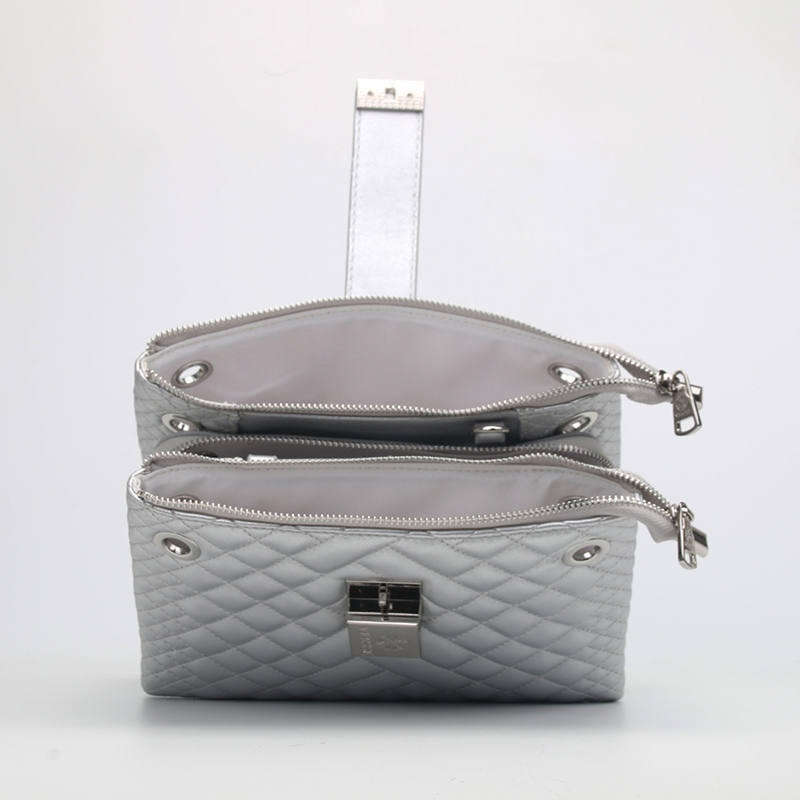 three compartment shoulder handbags