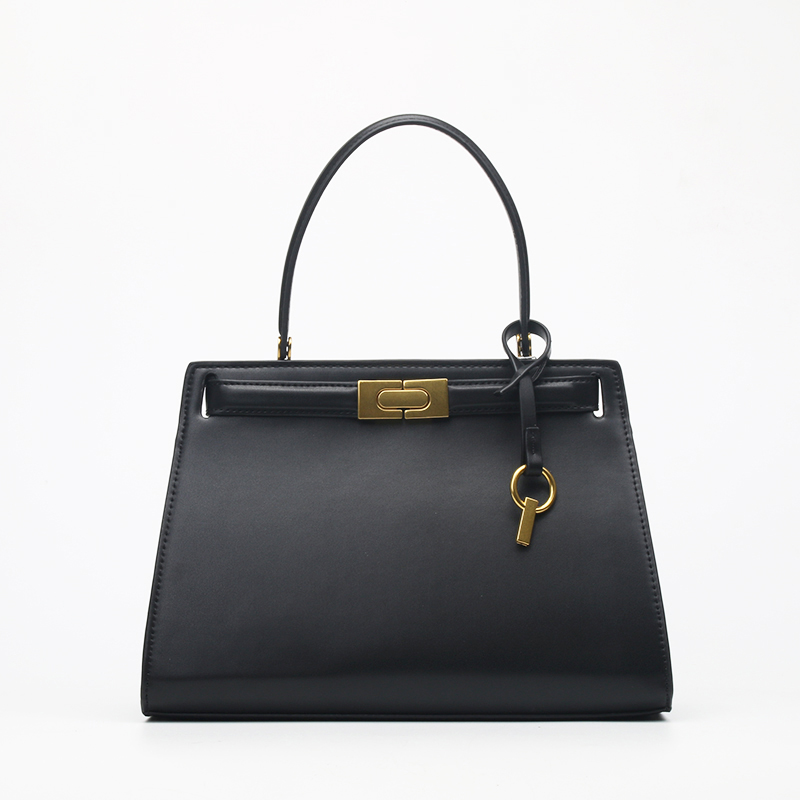 black vegan leather satchel