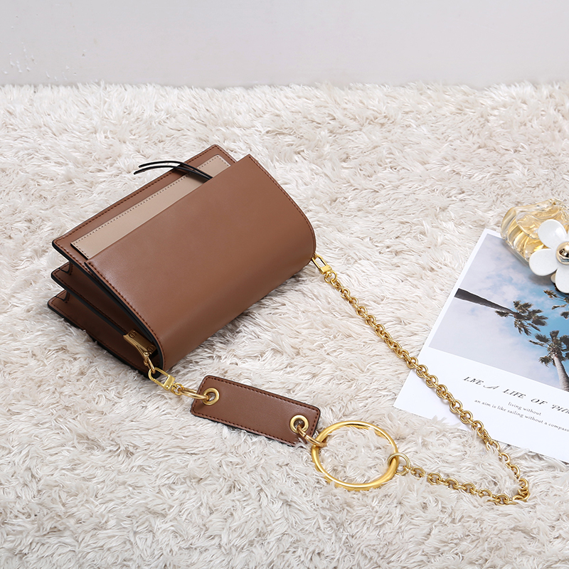 combined colors leather bag 