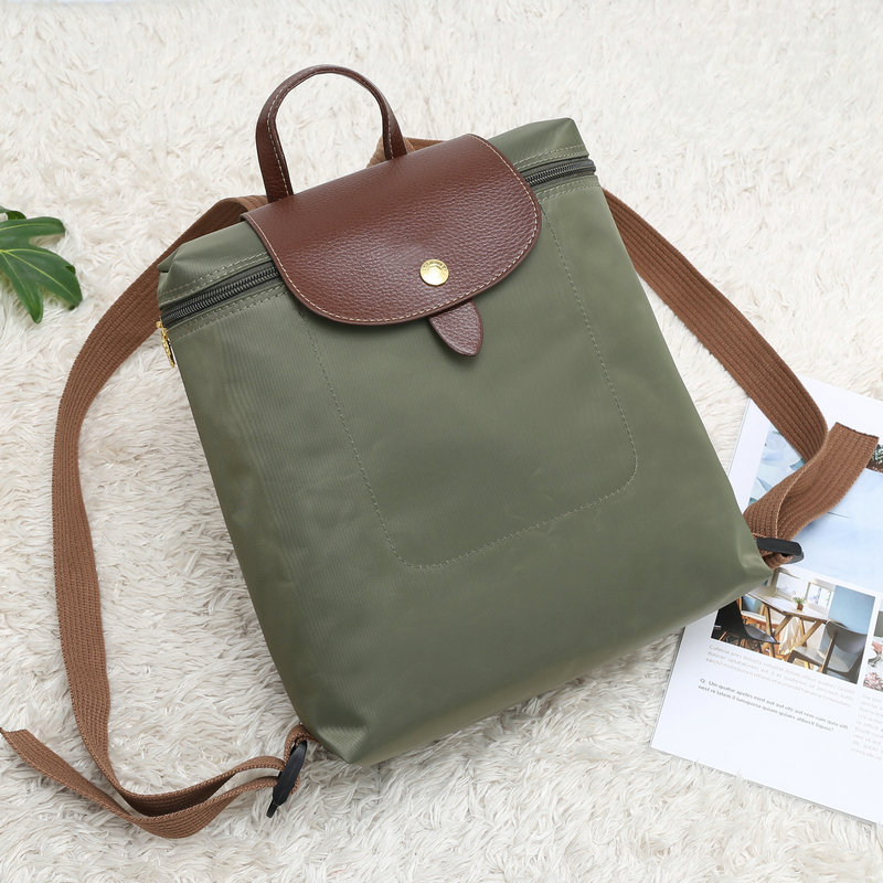 green nylon backpack women
