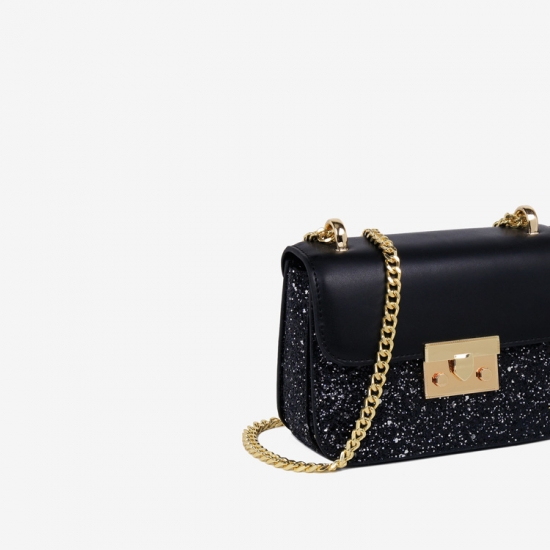 Glitter Leather Crossbody Bag