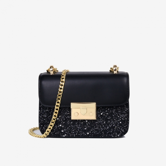 Glitter Leather Crossbody Bag