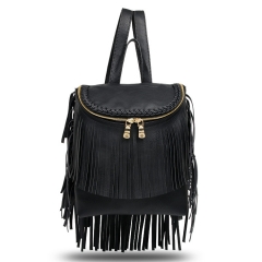 Women Small Tassel Fringe Bucket Backpack