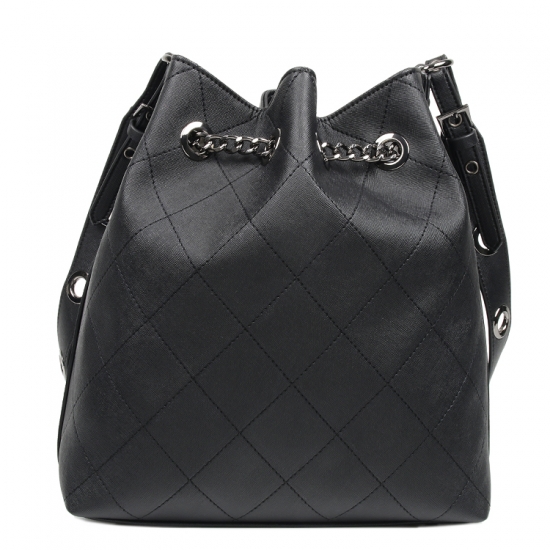 Drawstring pu Leather Bucket shoulder Bags