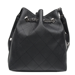 Drawstring pu Leather Bucket shoulder Bags