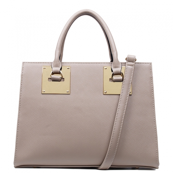 Leather Shoulder Bag With Metal Tags