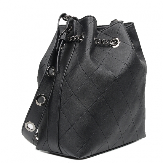 Drawstring pu Leather Bucket shoulder Bags