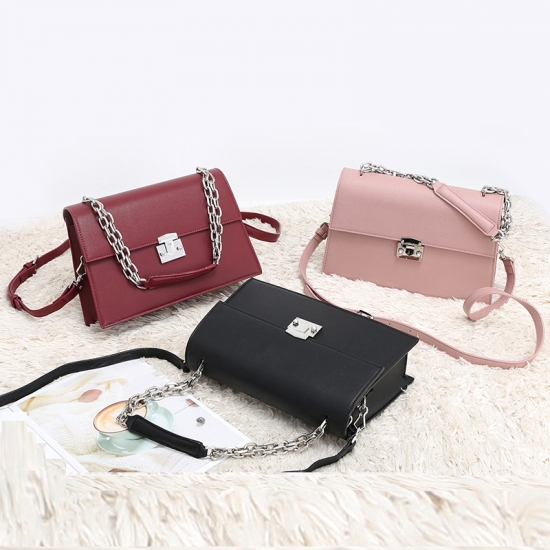 Whipstitched chain satchel bag