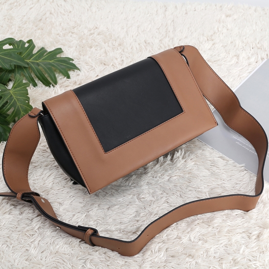 wide strap vegan leather shoulder bag